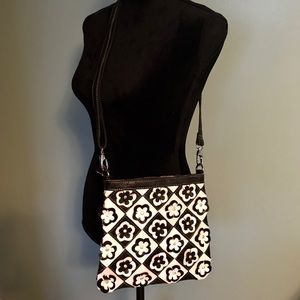 Leather Black & White flower Bag